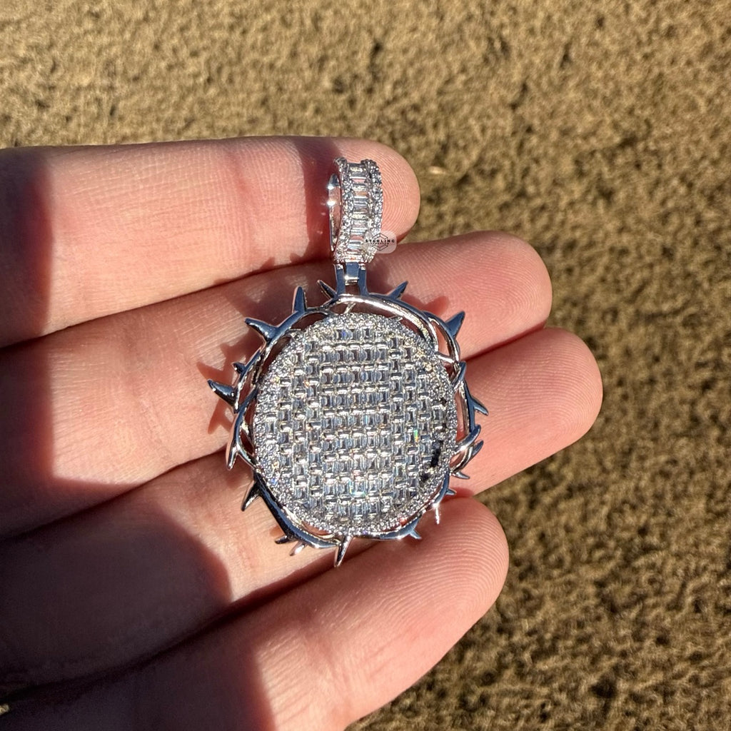 Iced Out Round Crown Thorns Pendant