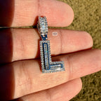 Moissanite Baguette Initial Pendants 925 Sterling Silver