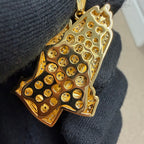 Prayer Hands Gold Tone Iced Out Pendant