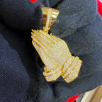 Prayer Hands Gold Tone Iced Out Pendant