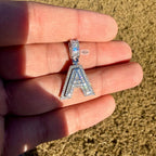 Moissanite Baguette Initial Pendants 925 Sterling Silver