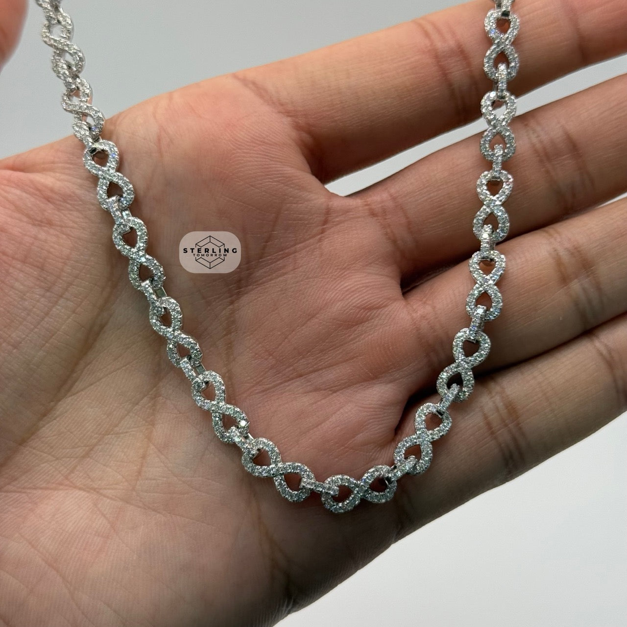 Moissanite Infinity Link 6mm 22" Necklace