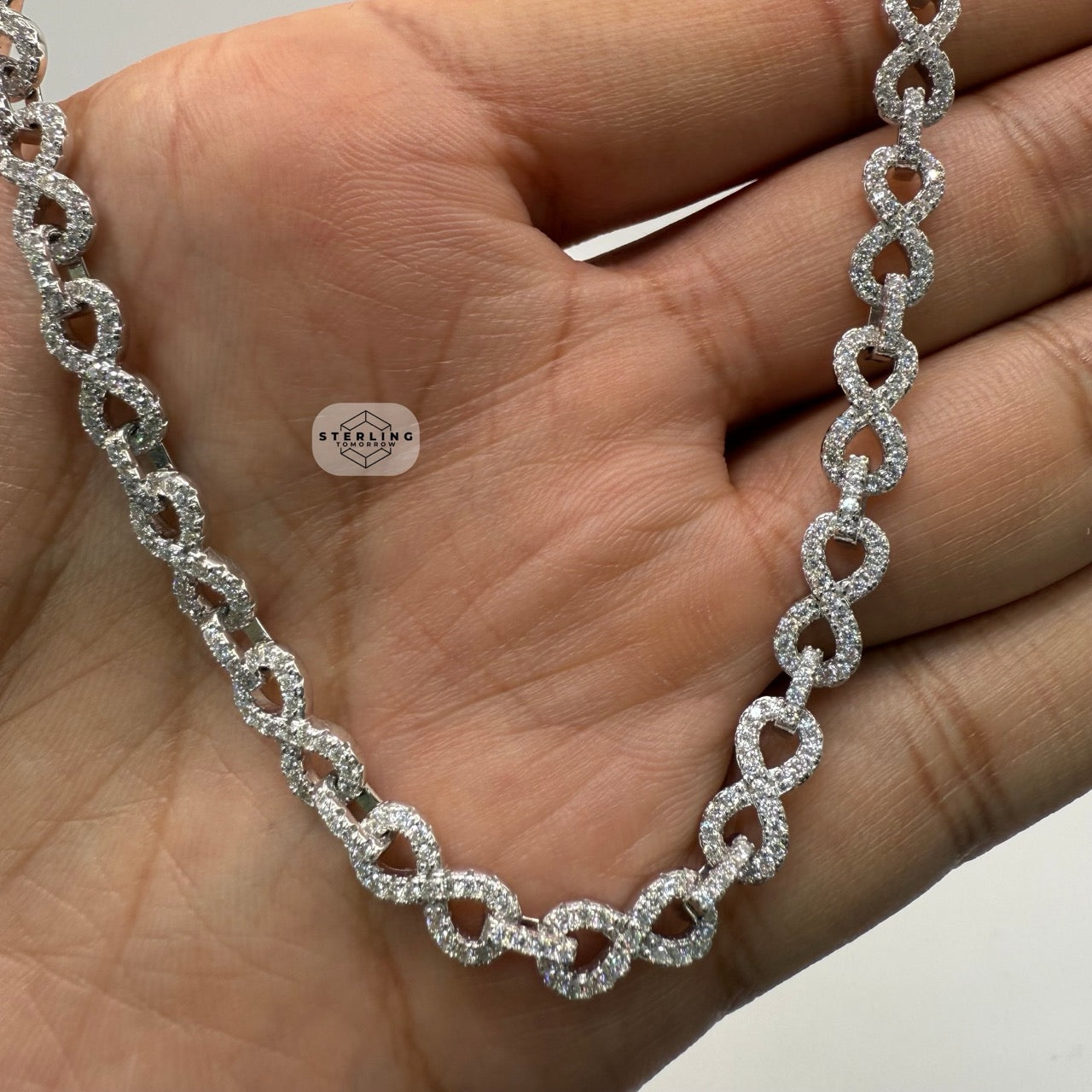 Moissanite Infinity Link 6mm 22" Necklace