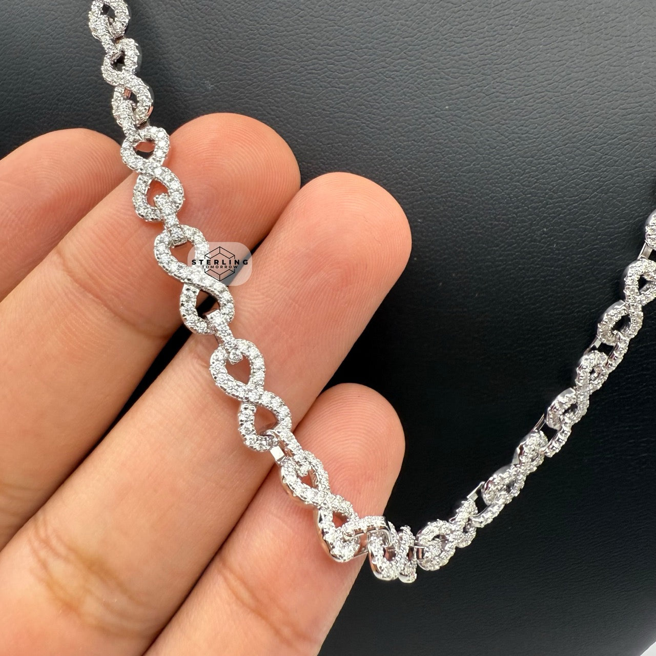 Moissanite Infinity Link 6mm 22" Necklace