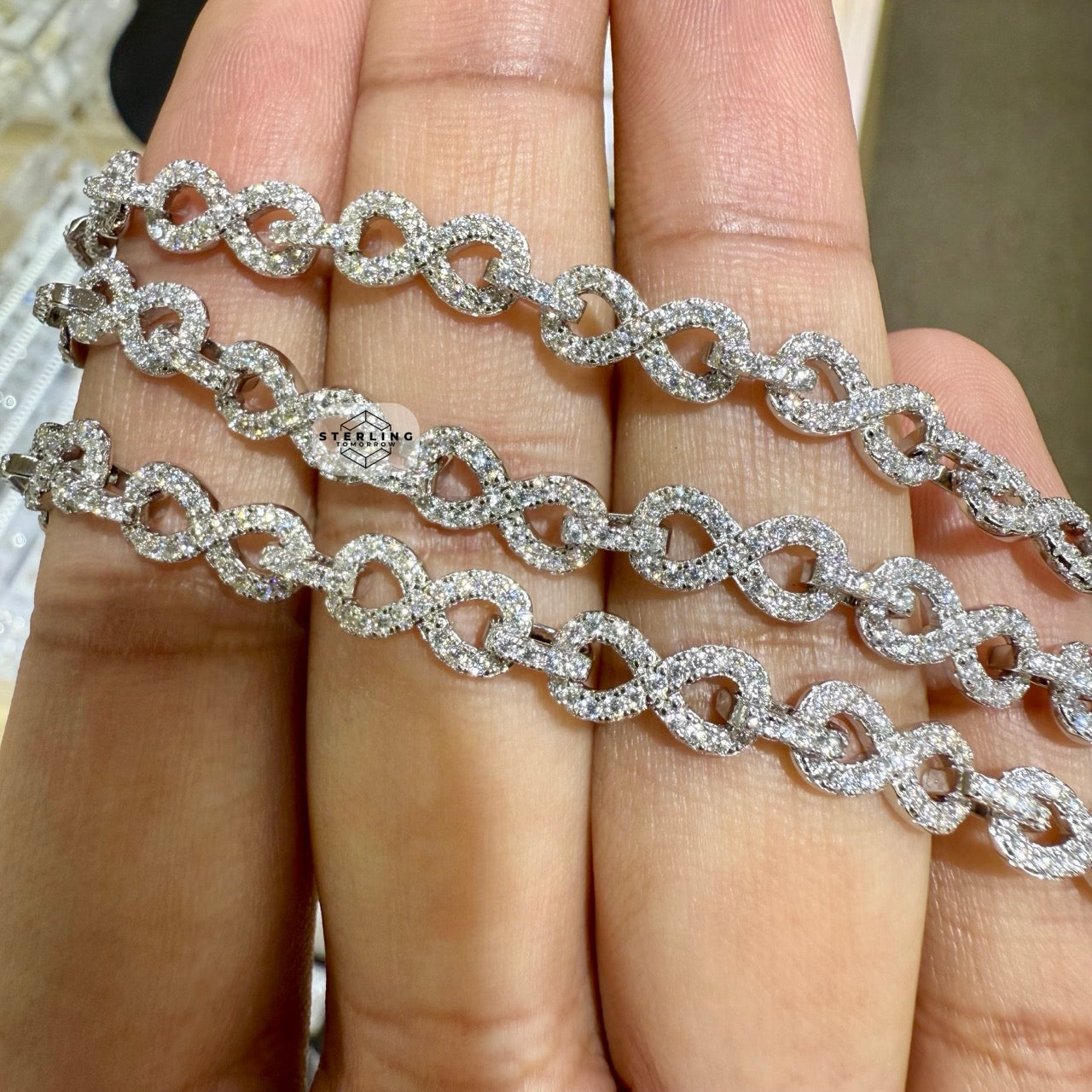 Moissanite Infinity Link 6mm 22" Necklace