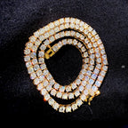 14K Yellow Gold Plated CZ Tennis Necklace