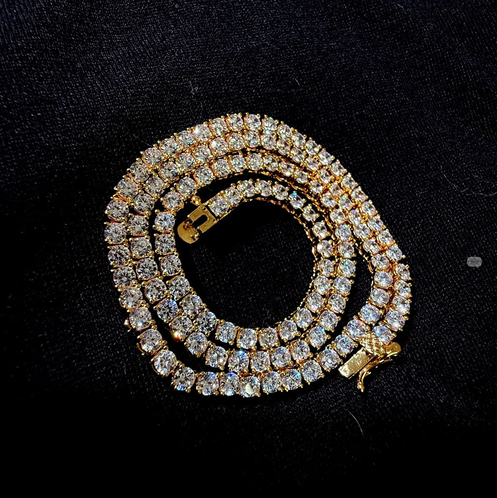 14K Yellow Gold Plated CZ Tennis Necklace