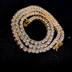 14K Yellow Gold Plated CZ Tennis Necklace