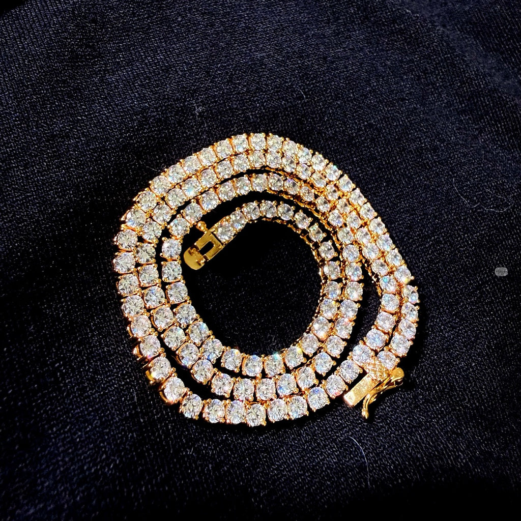 14K Yellow Gold Plated CZ Tennis Necklace
