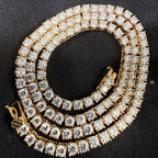 14K Yellow Gold Plated CZ Tennis Necklace