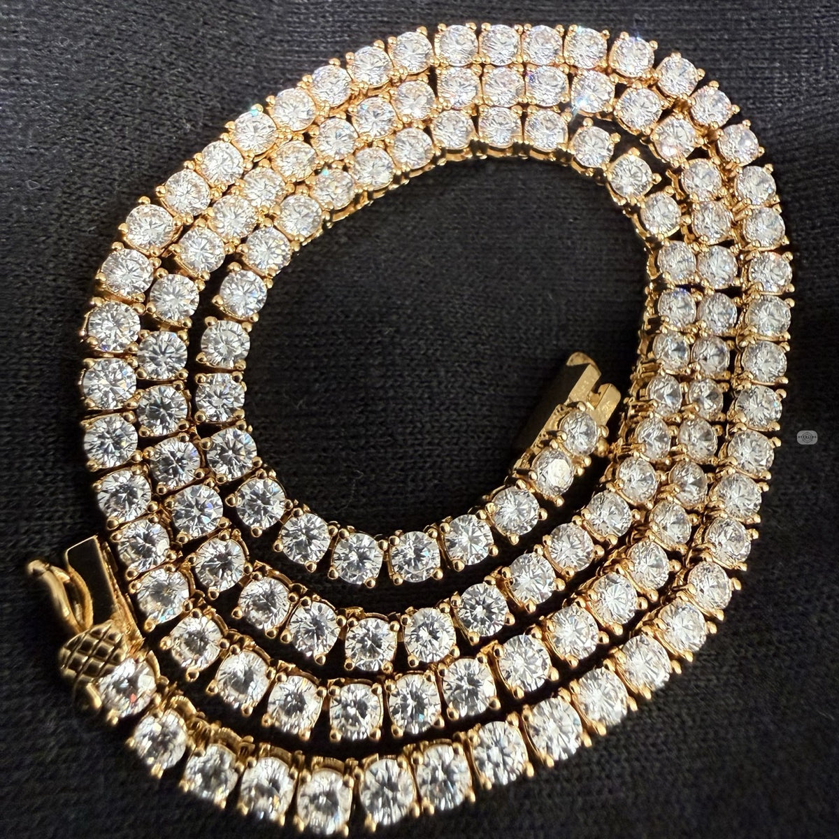 14K Yellow Gold Plated CZ Tennis Necklace