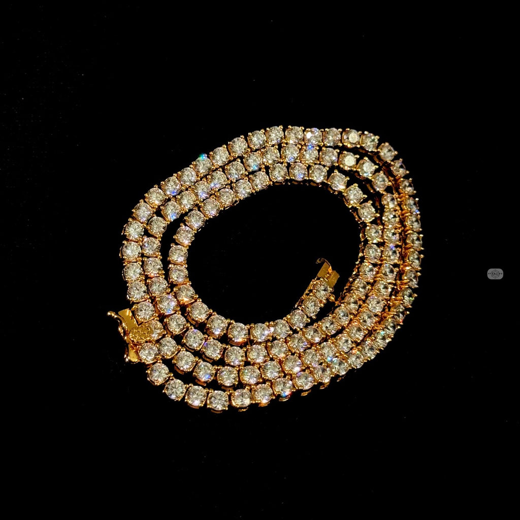14K Yellow Gold Plated CZ Tennis Necklace