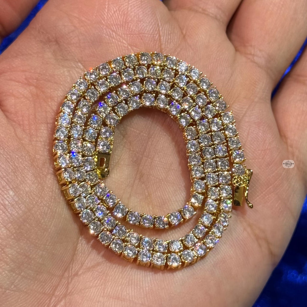 14K Yellow Gold Plated CZ Tennis Necklace