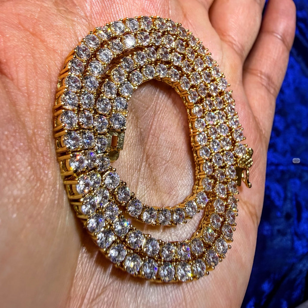 14K Yellow Gold Plated CZ Tennis Necklace