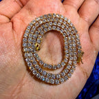 14K Yellow Gold Plated CZ Tennis Necklace