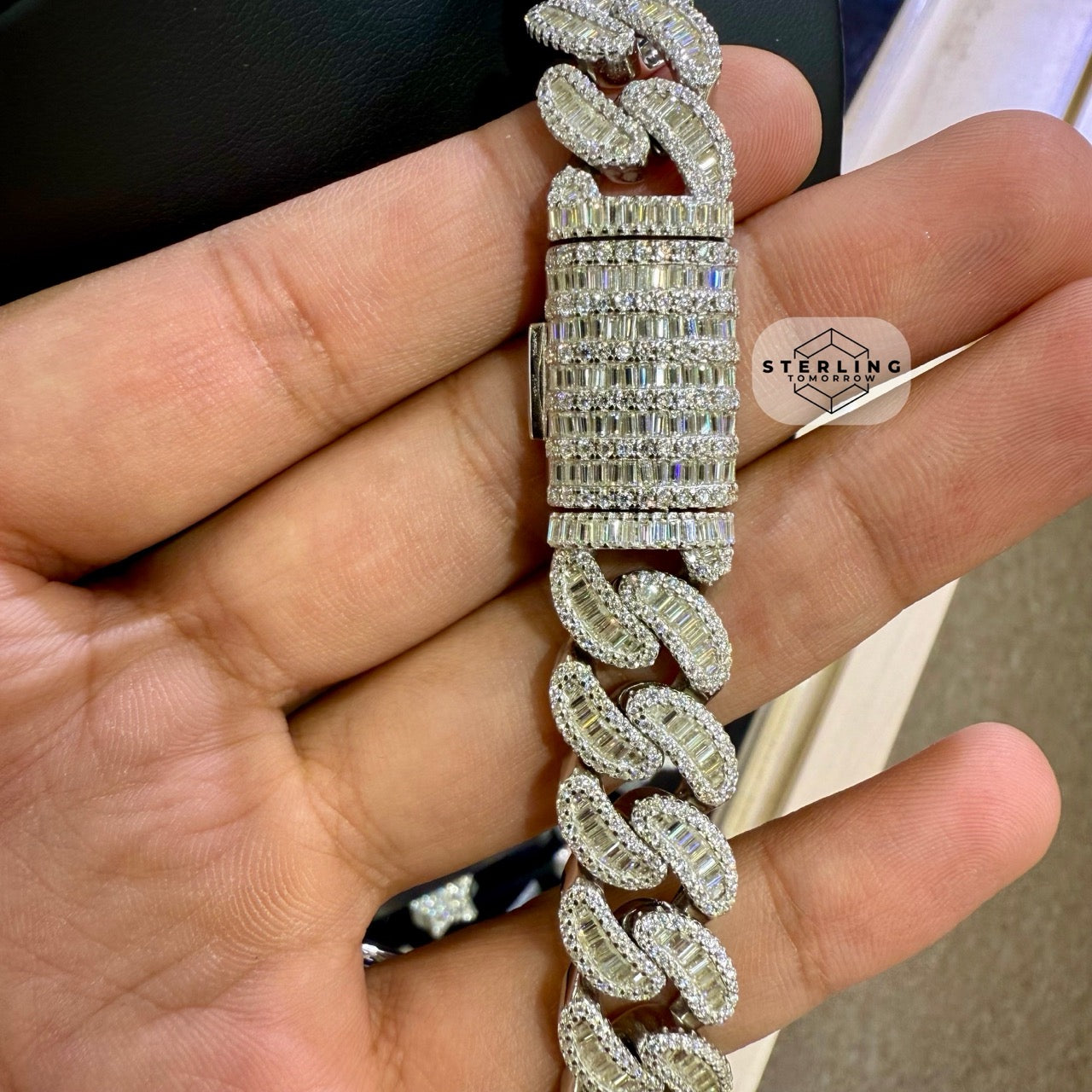 Moissanite 15mm 22" Heavy Baguette Cuban Chain