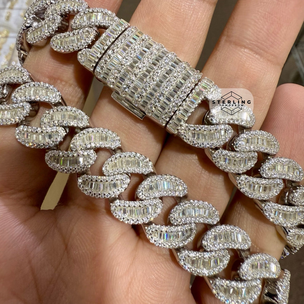 Moissanite 15mm 22" Heavy Baguette Cuban Chain