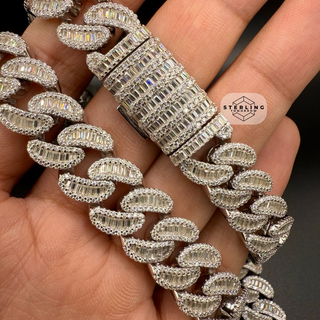 Moissanite 15mm 22" Heavy Baguette Cuban Chain