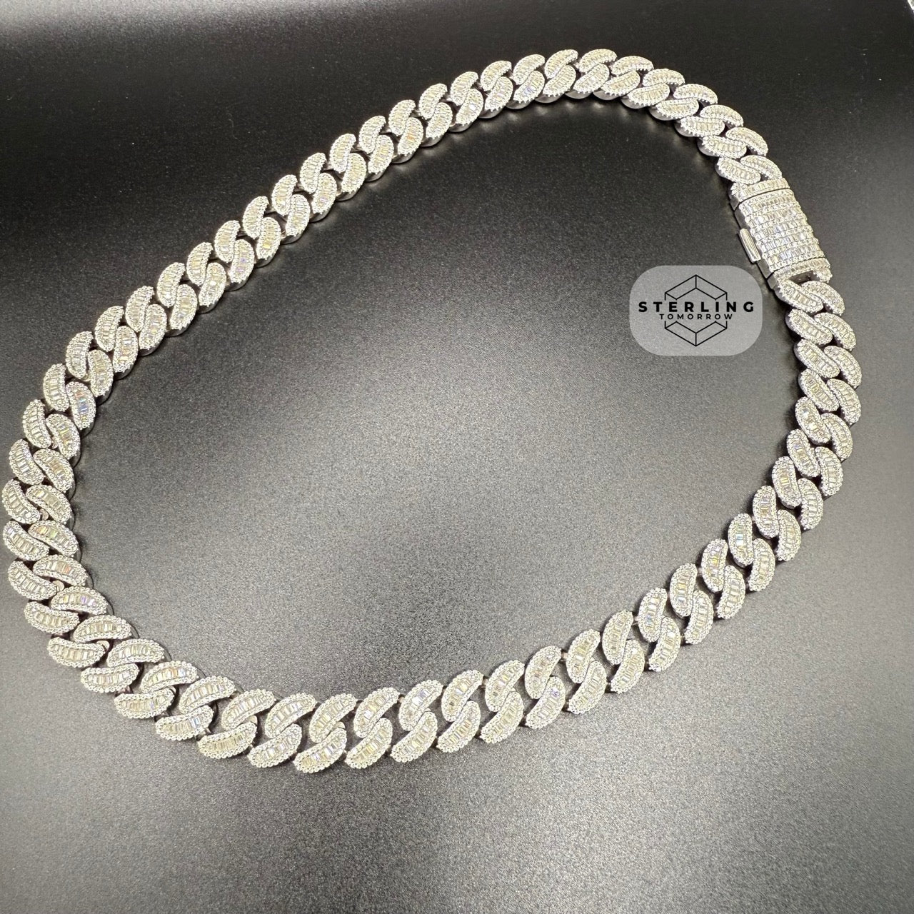 Moissanite 15mm 22" Heavy Baguette Cuban Chain