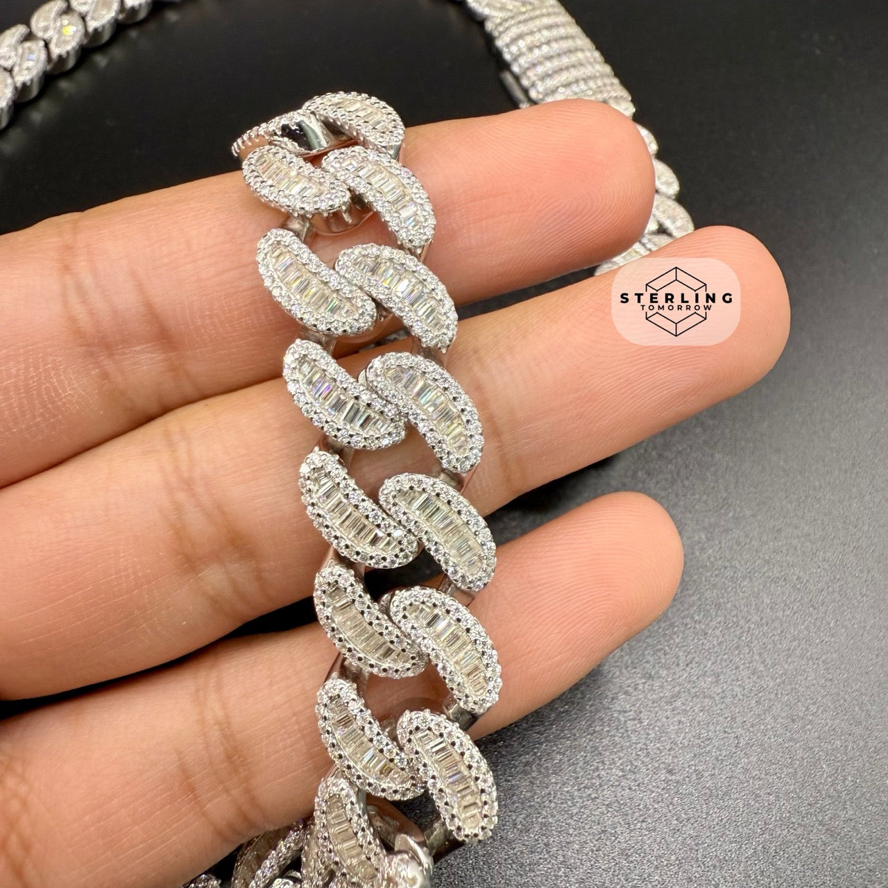 Moissanite 15mm 22" Heavy Baguette Cuban Chain