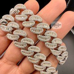 Moissanite 15mm 22" Heavy Baguette Cuban Chain
