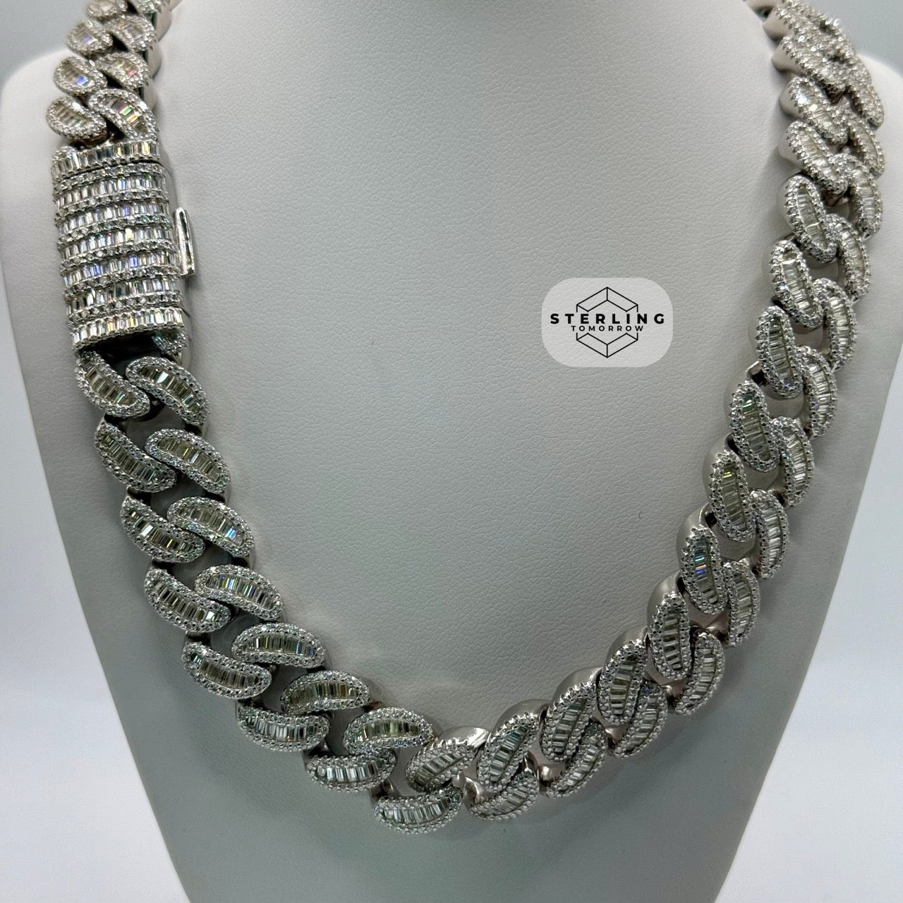 Moissanite 15mm 22" Heavy Baguette Cuban Chain