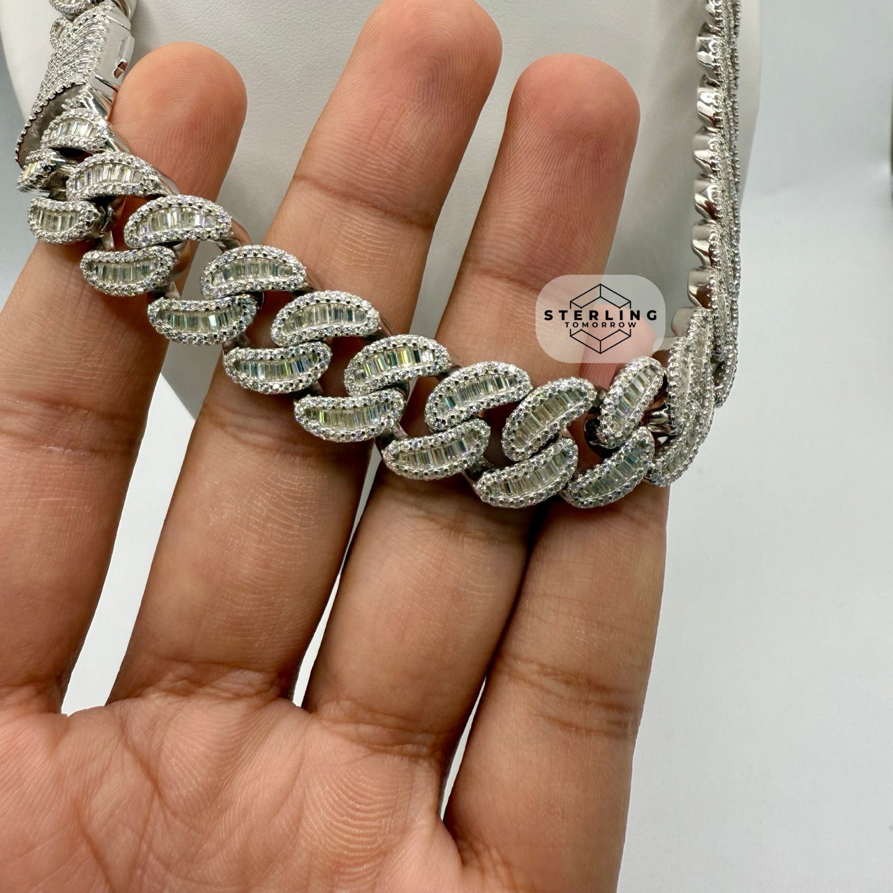 Moissanite 15mm 22" Heavy Baguette Cuban Chain