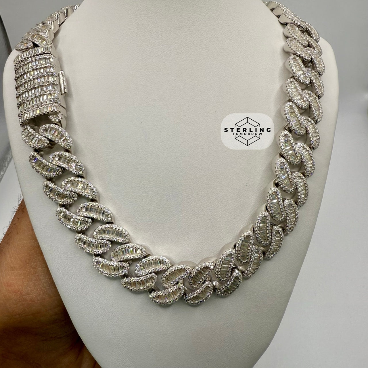 Moissanite 15mm 22" Heavy Baguette Cuban Chain