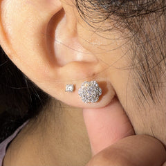 Moissanite Flower Cluster Stud Earrings 5mm
