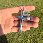 Large Silver Cross Pendant Necklace, Stainless Steel Necklace for Men