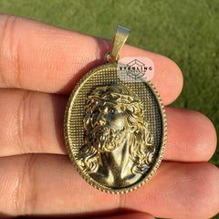 3D Gold Jesus Medallion Stainless Steel Pendant