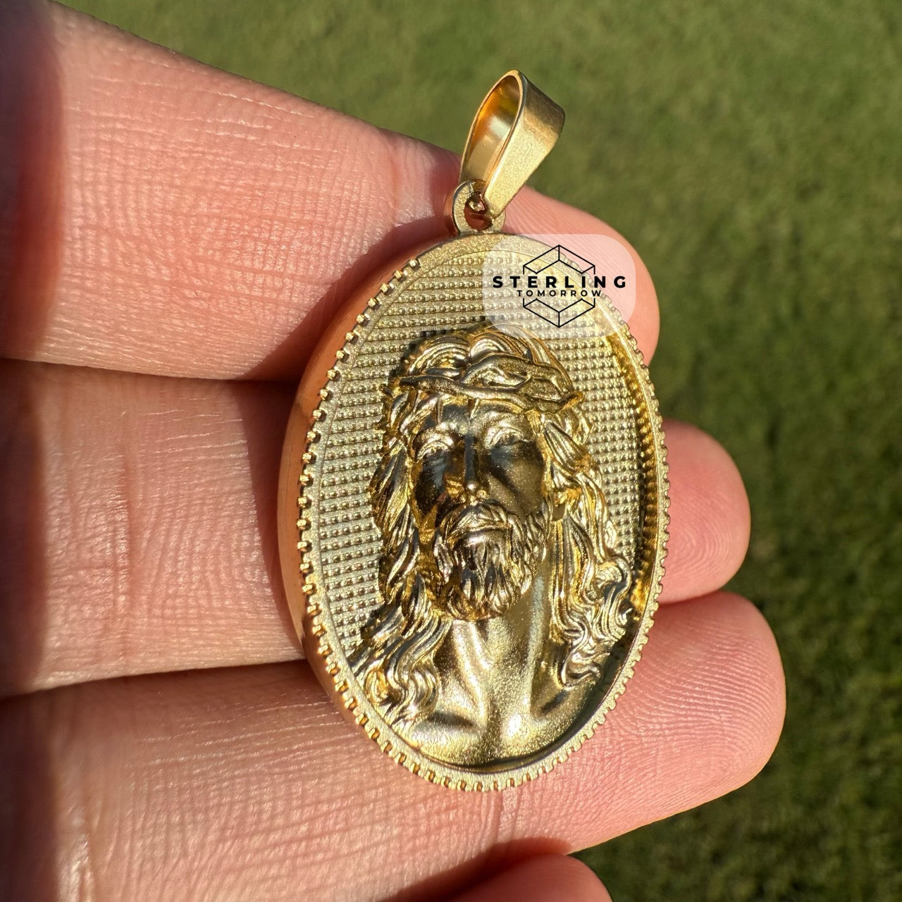3D Gold Jesus Medallion Stainless Steel Pendant