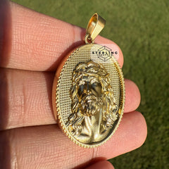 3D Gold Jesus Medallion Stainless Steel Pendant