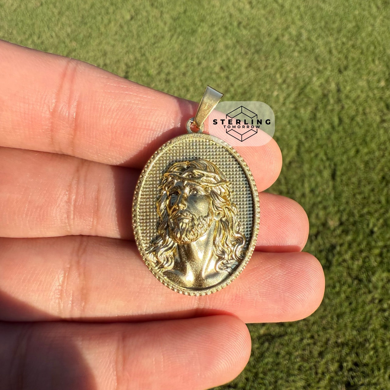 3D Gold Jesus Medallion Stainless Steel Pendant