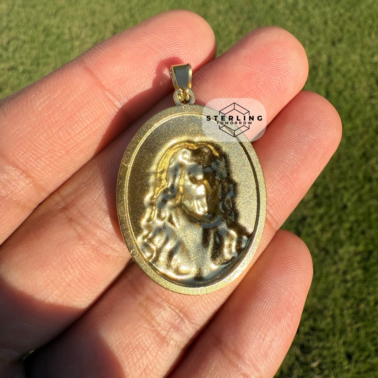 3D Gold Jesus Medallion Stainless Steel Pendant