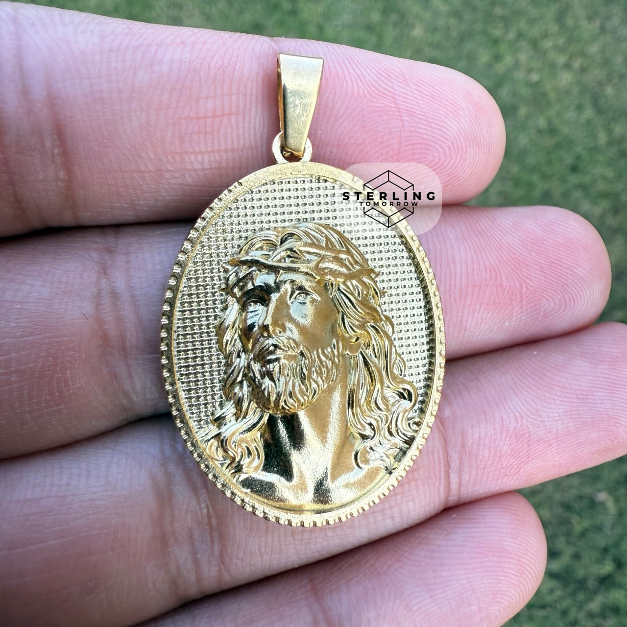 3D Gold Jesus Medallion Stainless Steel Pendant