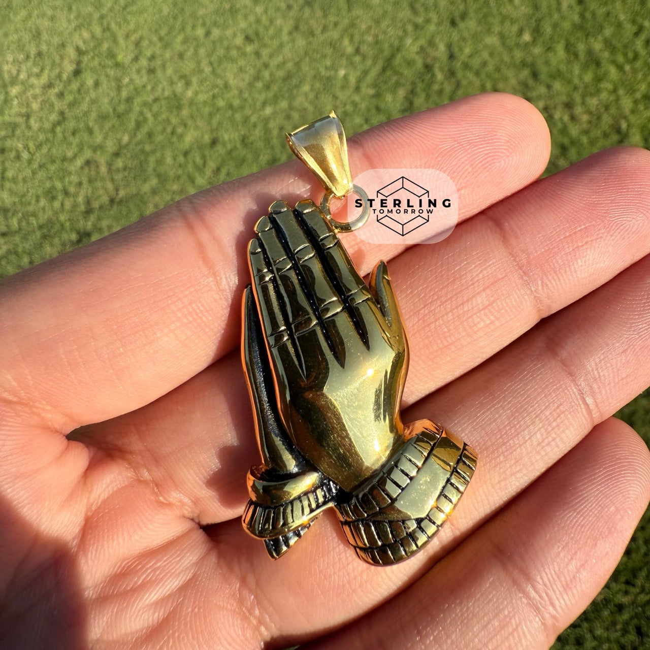 Gold Praying Hands Stainless Steel Pendant