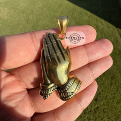 Gold Praying Hands Stainless Steel Pendant