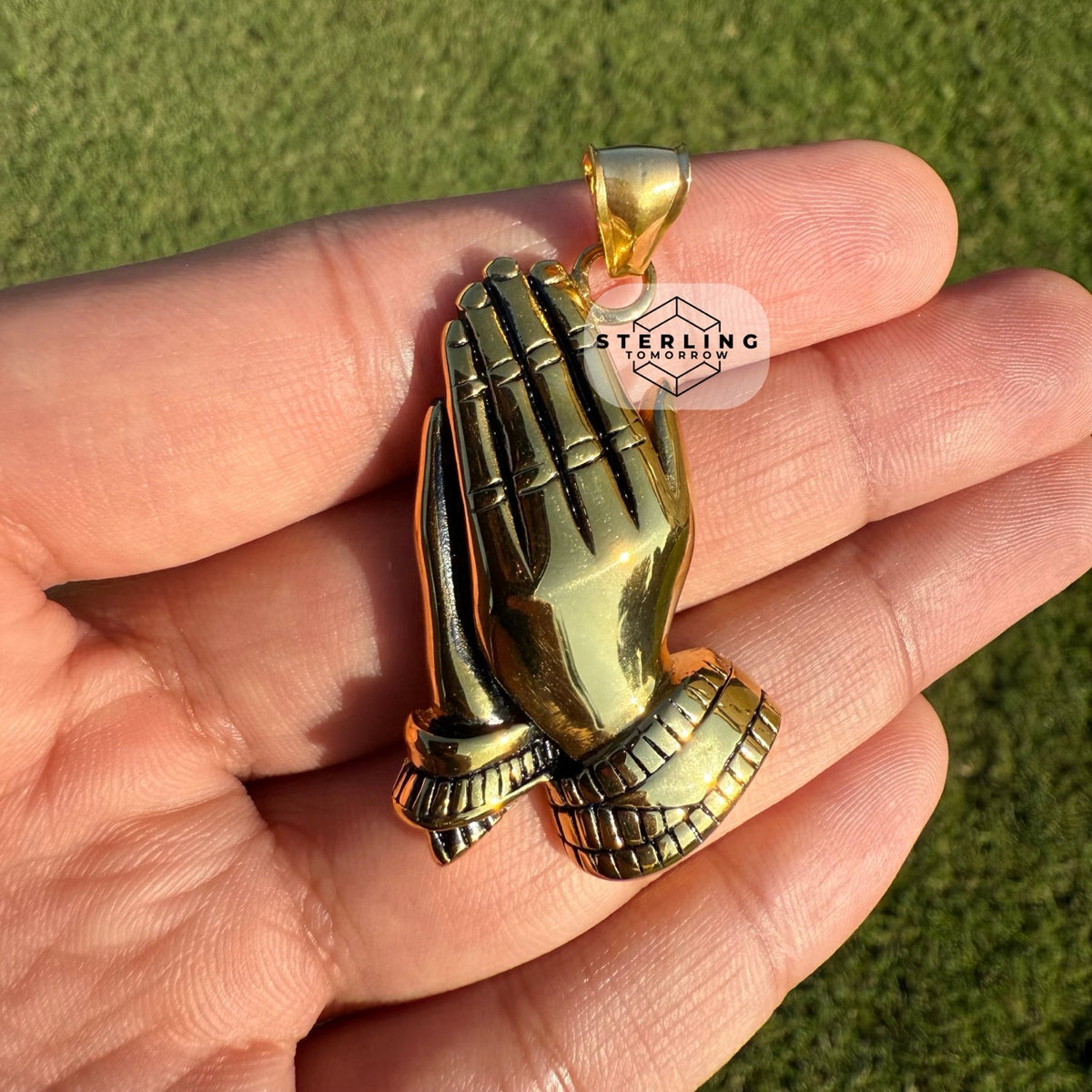Gold Praying Hands Stainless Steel Pendant