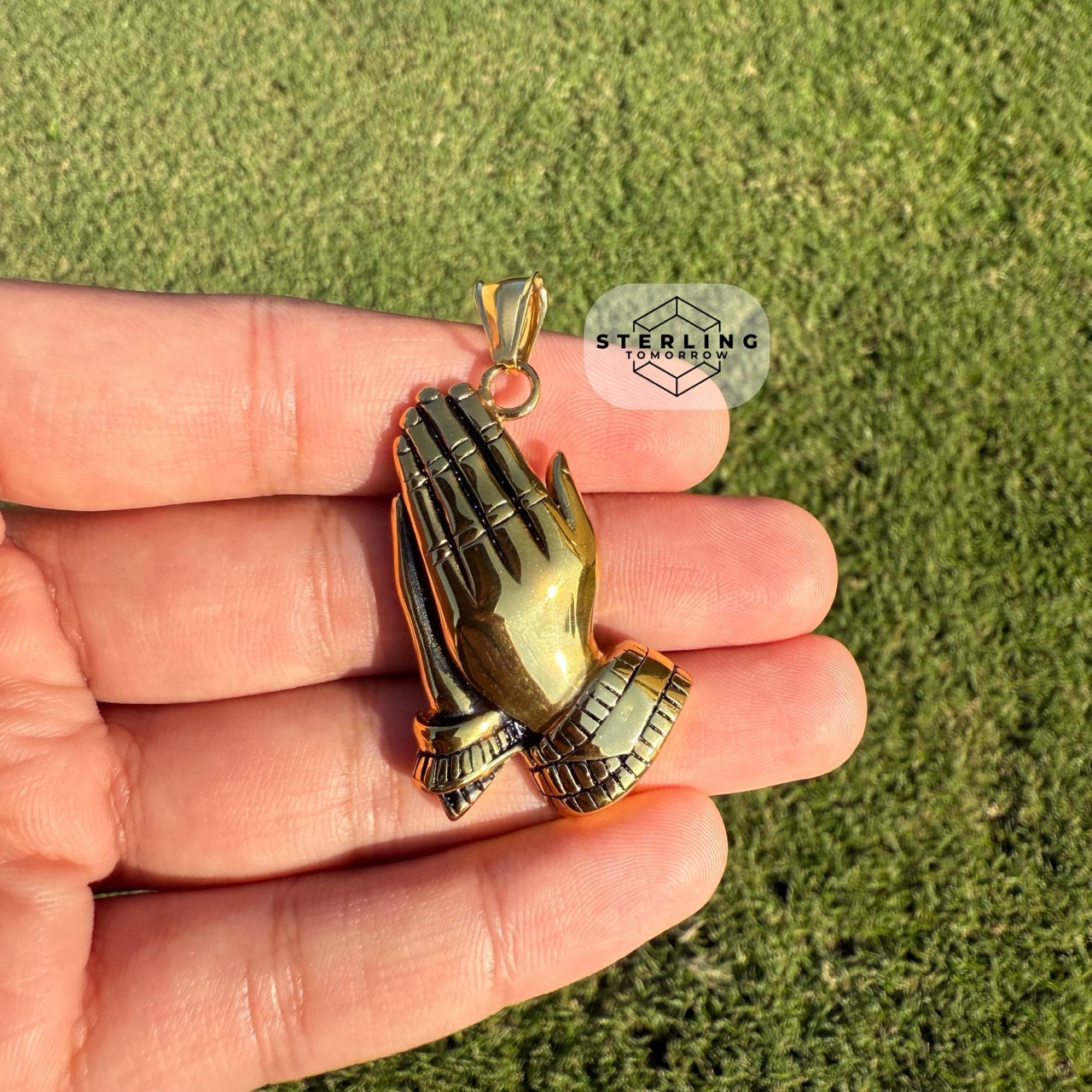 Gold Praying Hands Stainless Steel Pendant