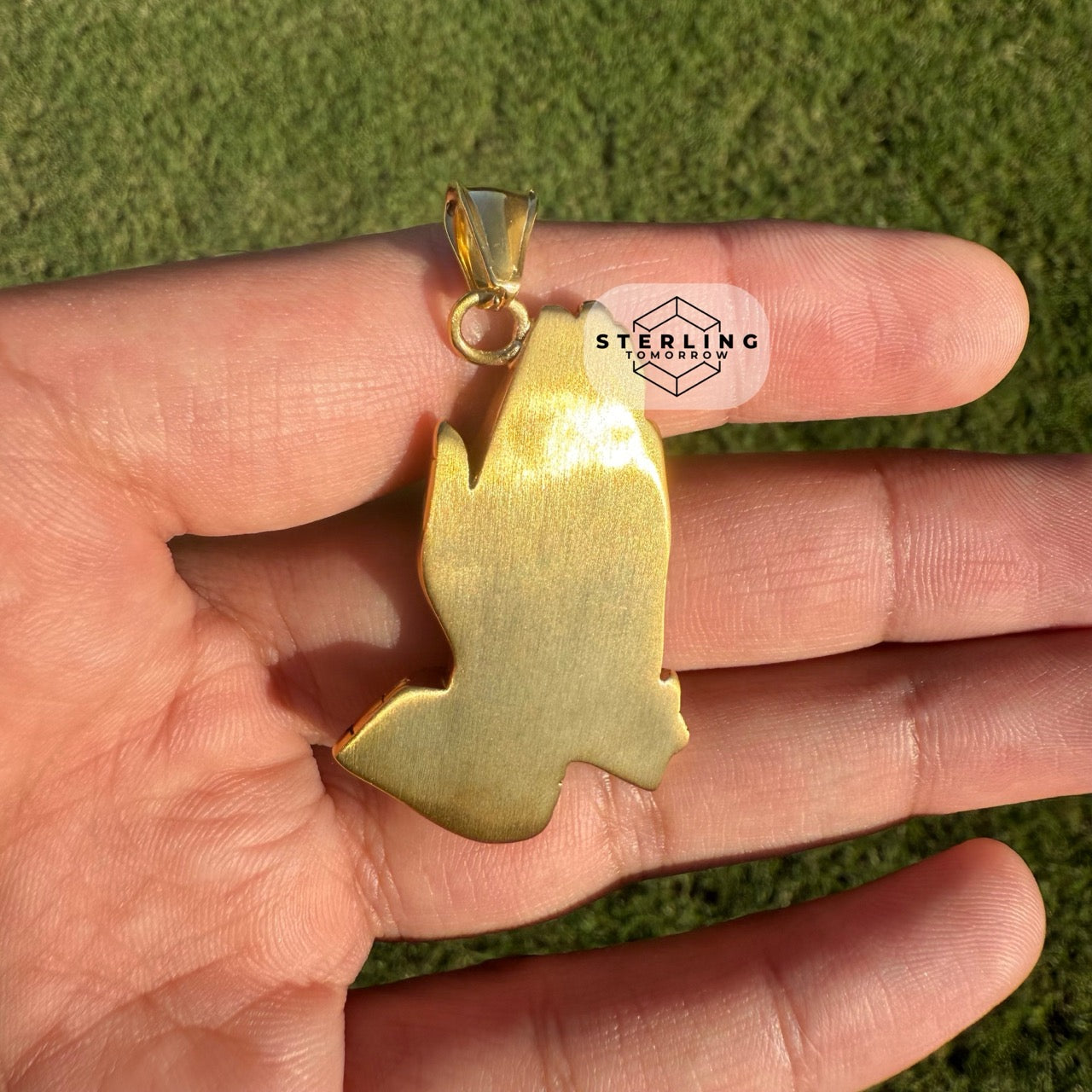 Gold Praying Hands Stainless Steel Pendant
