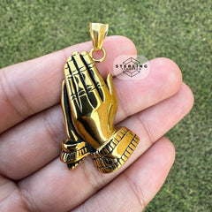 Gold Praying Hands Stainless Steel Pendant