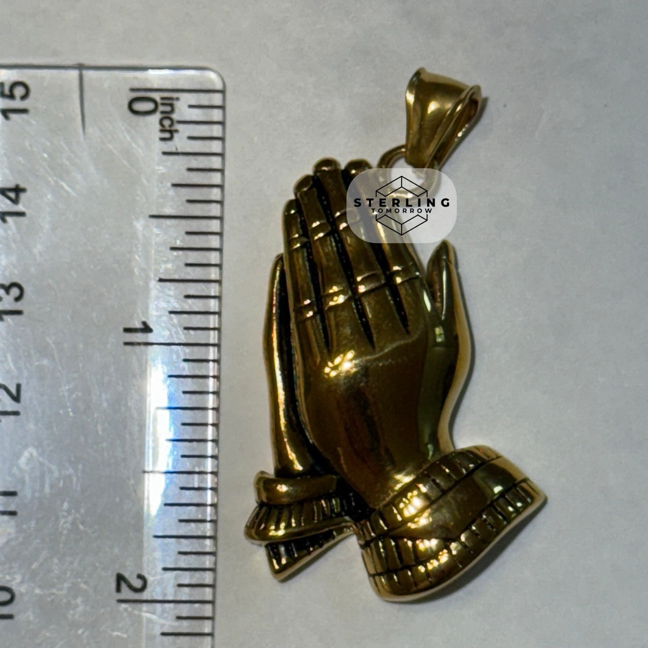 Gold Praying Hands Stainless Steel Pendant