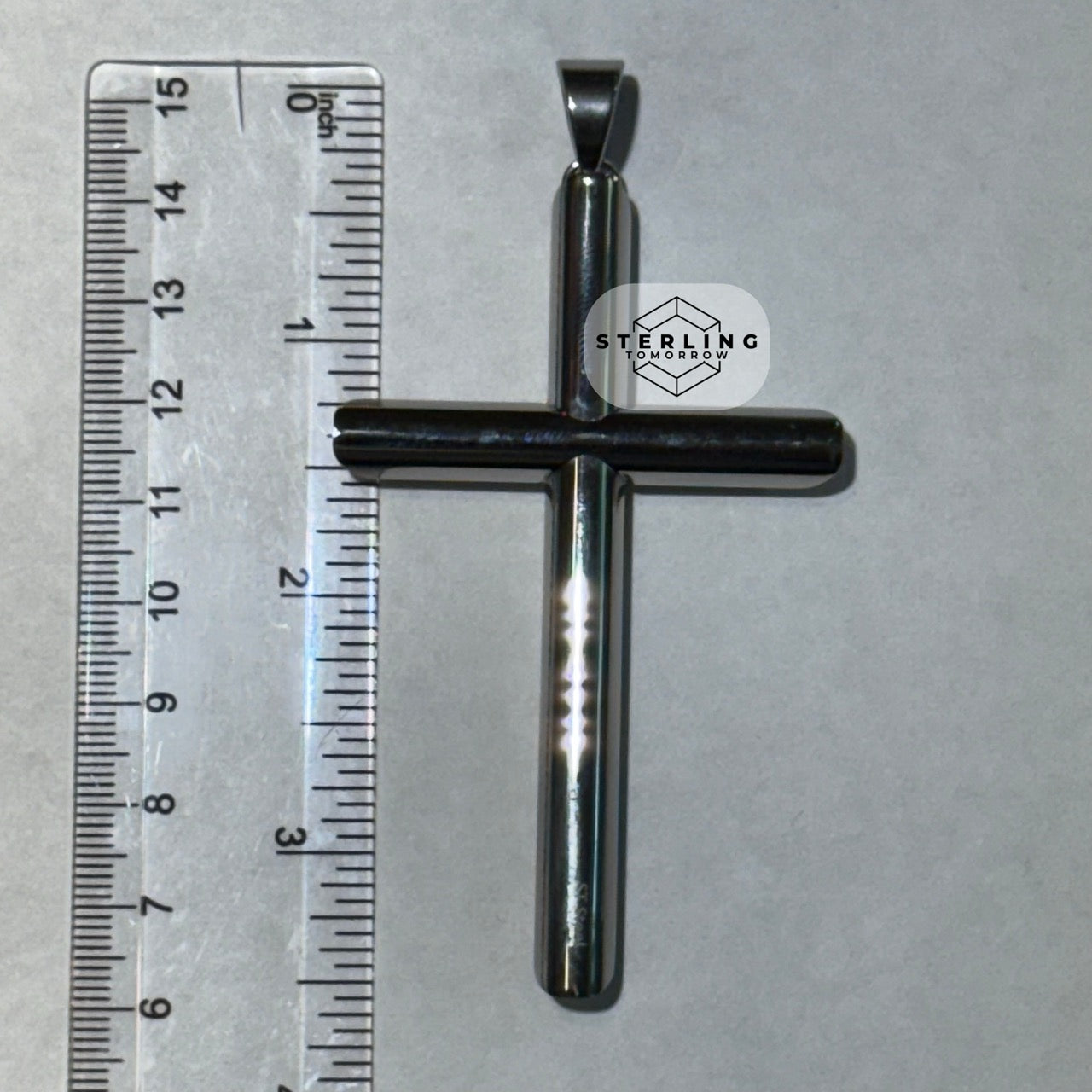 Large Cross Stainless Steel Silver Tone Pendant