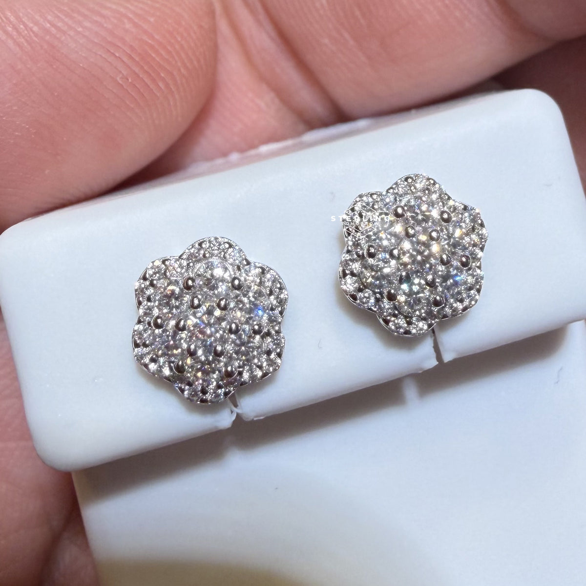Moissanite Flower Cluster Stud Earrings 5mm