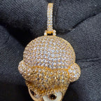 Ice Cream Cone Enamel Gold Tone Pendant