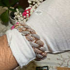 Moissanite Rose Two Tone 15mm Miami Cuban Bracelet 8.5"