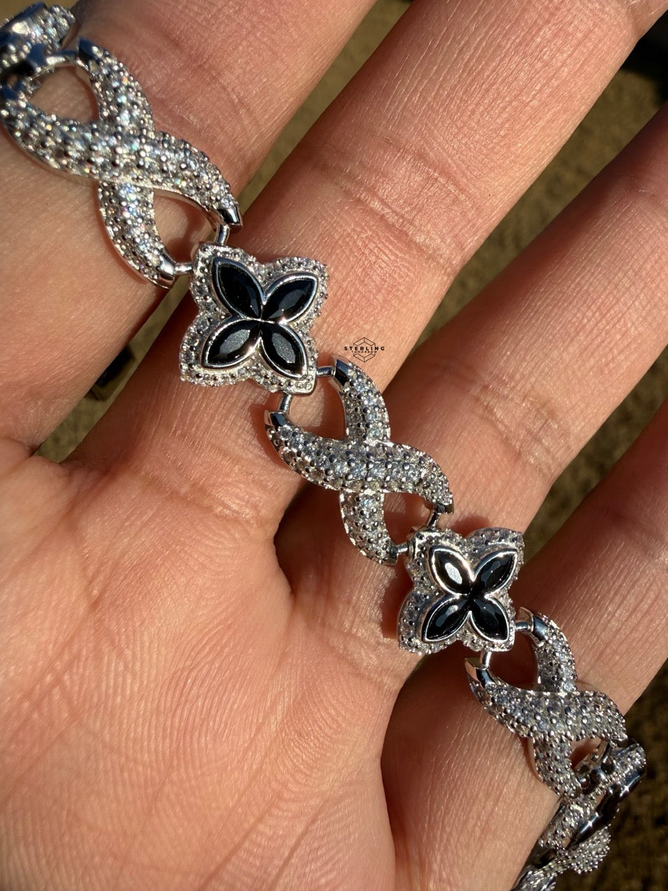Marquis Star Infinity Bracelet - Black - 925 Sterling Silver