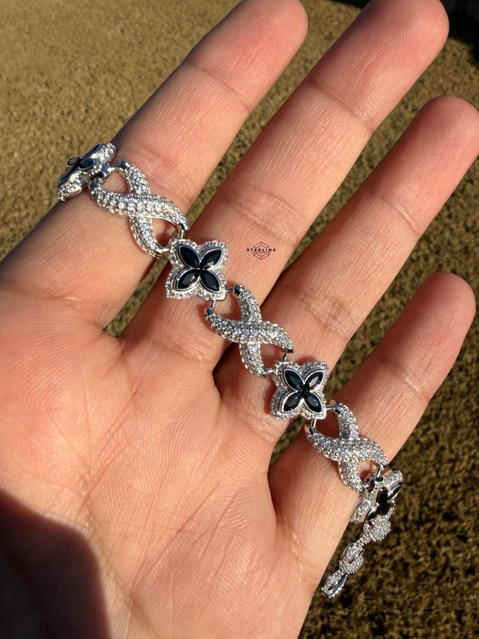 Marquis Star Infinity Bracelet - Black - 925 Sterling Silver