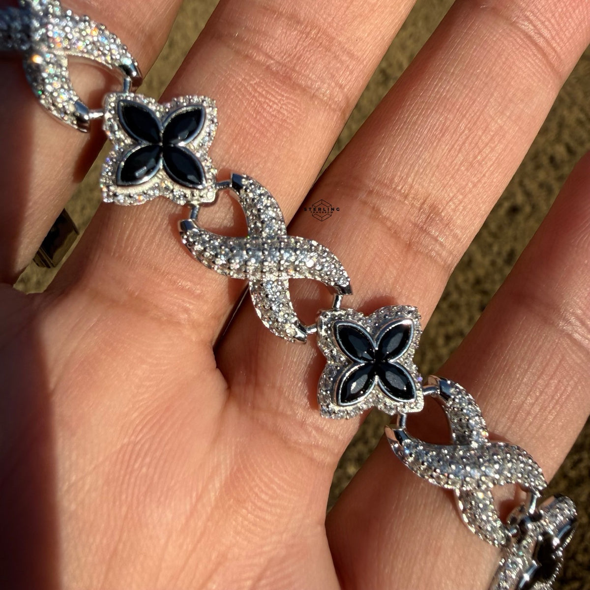 Marquis Star Infinity Bracelet - Black - 925 Sterling Silver